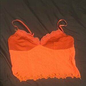 Orange Lace Trim Cami Top